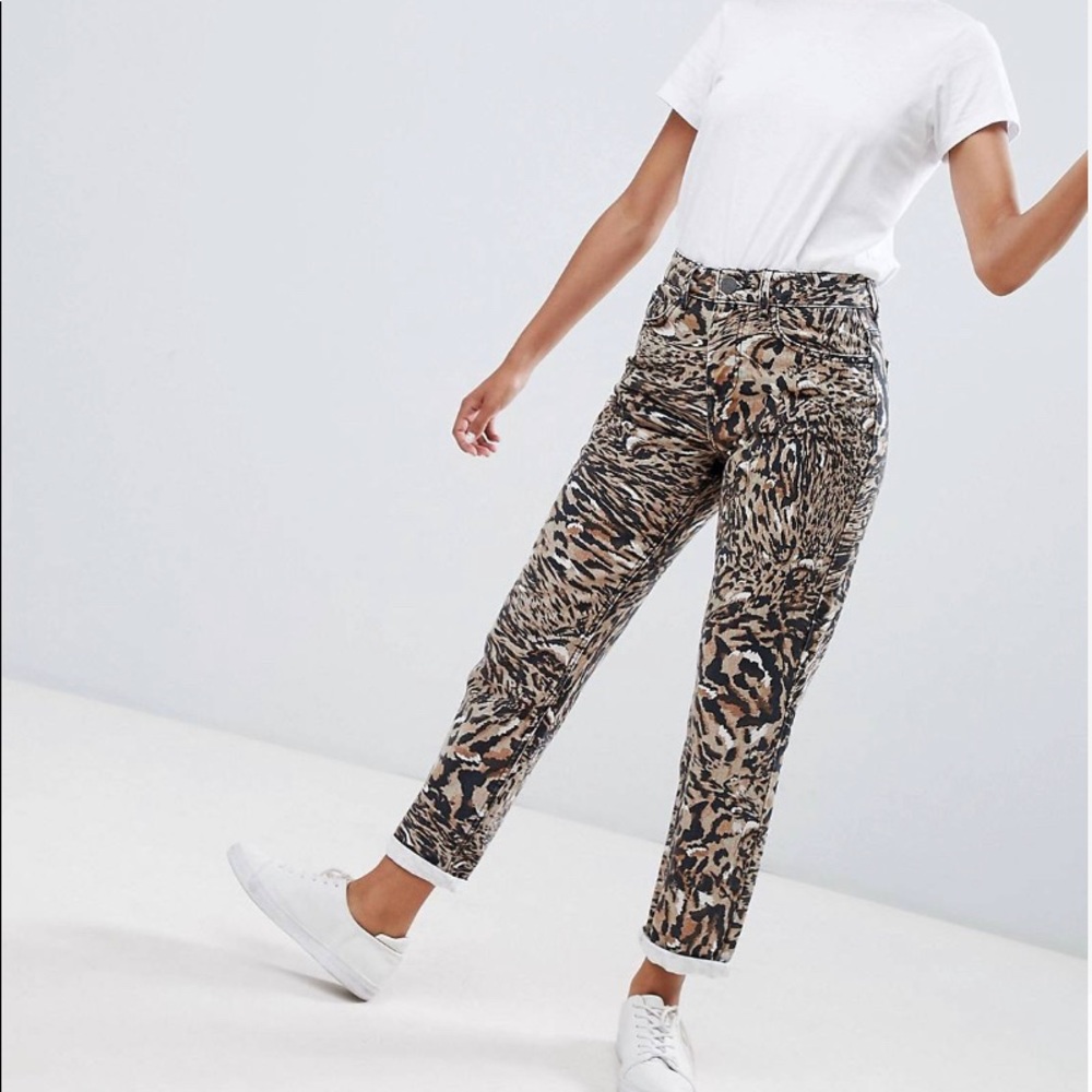 ASOS Petite abstract leopard print mom jeans